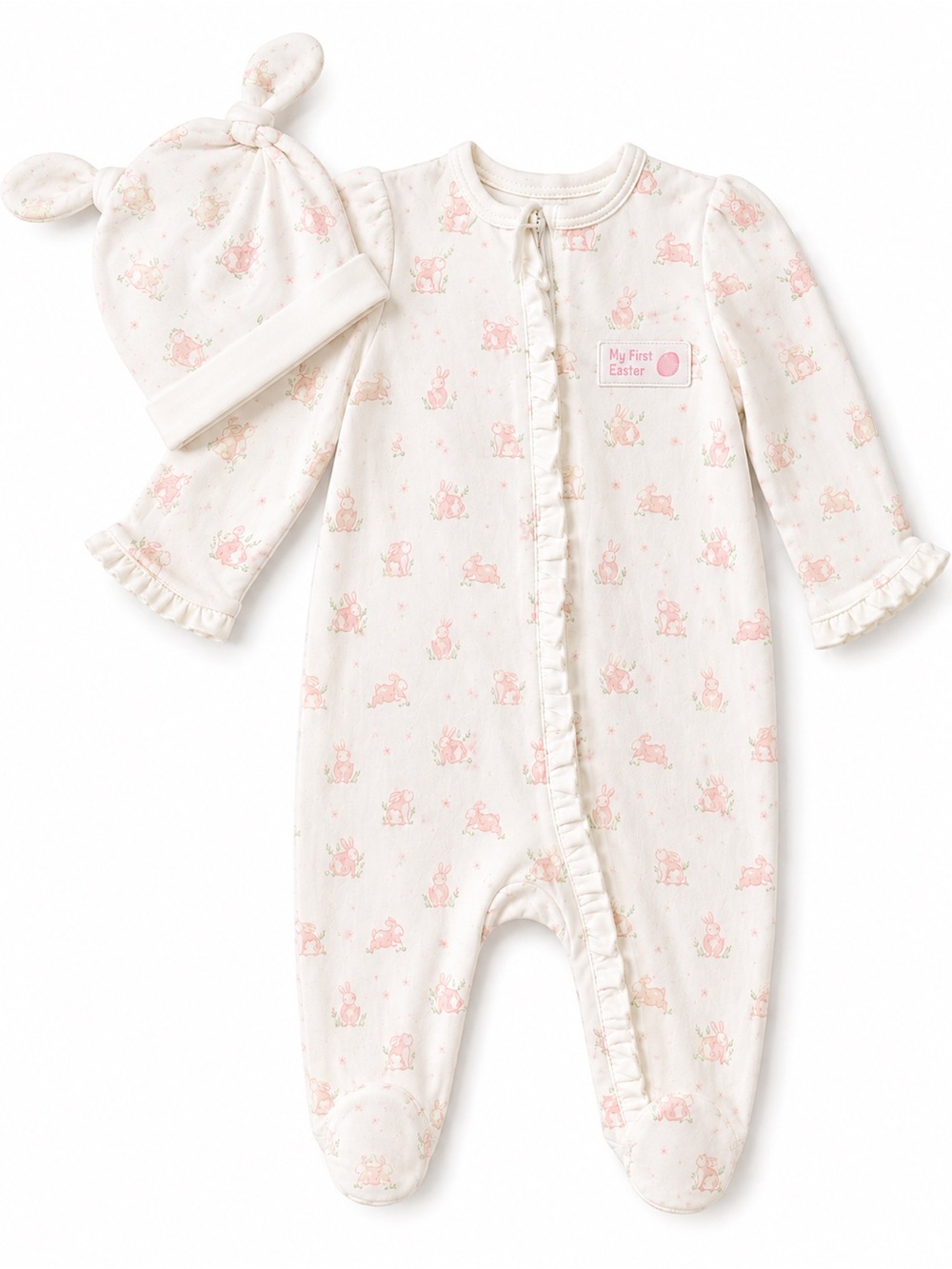 Little Me Baby Girls 9M My First Easter Bunny Pajama Hat Set NWT